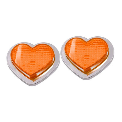 Heart Pair 12V LED Side Marker Indicators Clear Flash Amber.
