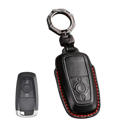 Leather Car Remote Key Fob Cover Suitable For Ford Next Gen Ranger 2022-2023 Black