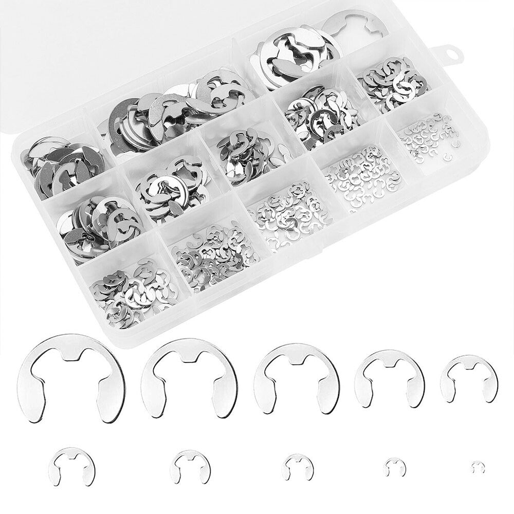 Stainless Steel E Clips C Circlip Kit Retaining Ring 400PCS Assorted M1.5-M15mm Suitable For General Mechanical Applications