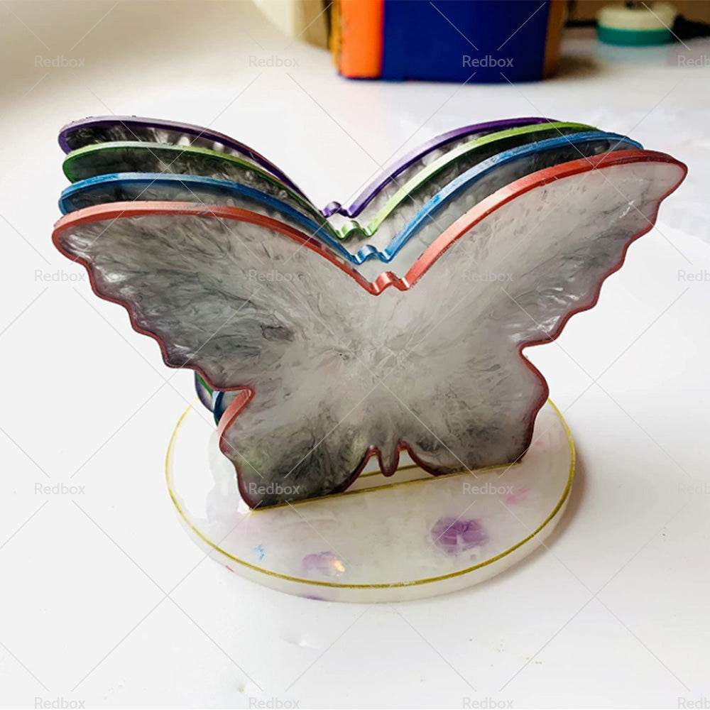 Epoxy Resin 4PCS Butterfly Shaped Coaster molds  Holder Mold for Silicone Resin.