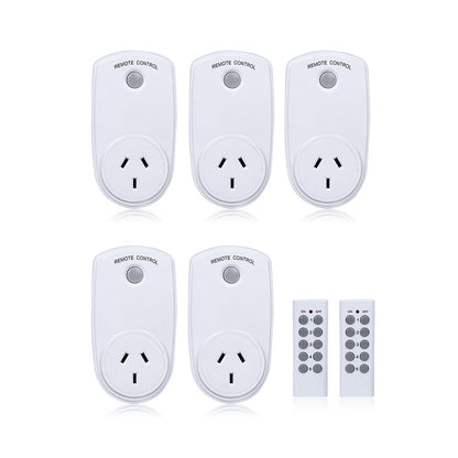 5 Packs Home Wireless Power Switch Mains Sockets & 2x Remote Controllers AU Plug.