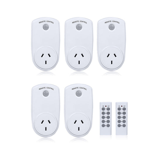 5 Packs Home Wireless Power Switch Mains Sockets & 2x Remote Controllers AU Plug.