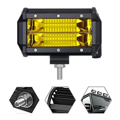 2x 5inch Flood LED Light Bar Offroad Work Driving Fog Lamp Yellow Cree Spread.