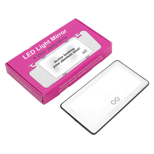 Sun Visor Makeup Cosmetic Mirror Set with 3-Type 60 LED Light 26x13cm Black Suitable For Universal Cars.