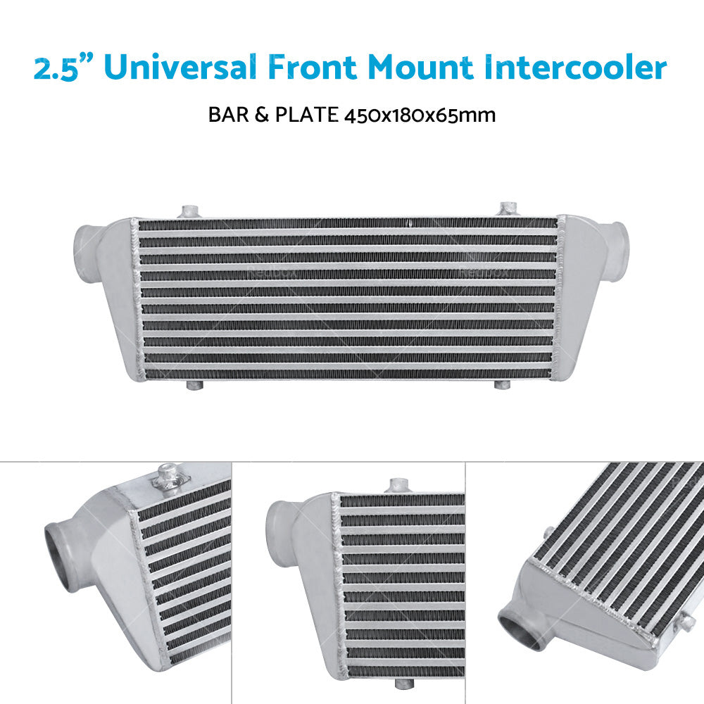 2. 5 inch  Universal Full Aluminum Front Mount Intercooler 450x180x65mm Core Bar and Plate.
