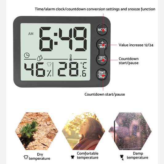 Small Mini Digital Clock with Temperature Display Suitable For Travel, LCD LED, Alarm, Battery Operated ¨C Black & White.