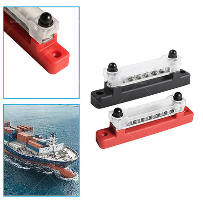 1 Red  and  1 black Bus Bar Power Distribution Terminal Block 6 Way 12V 150A Rated.
