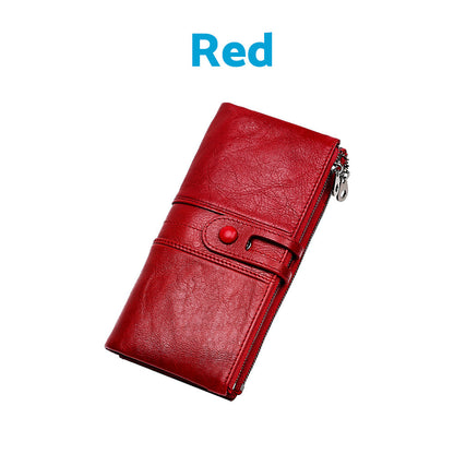 Leather Wallet Zip-Around Card Coin Holder Suitable for Unisex