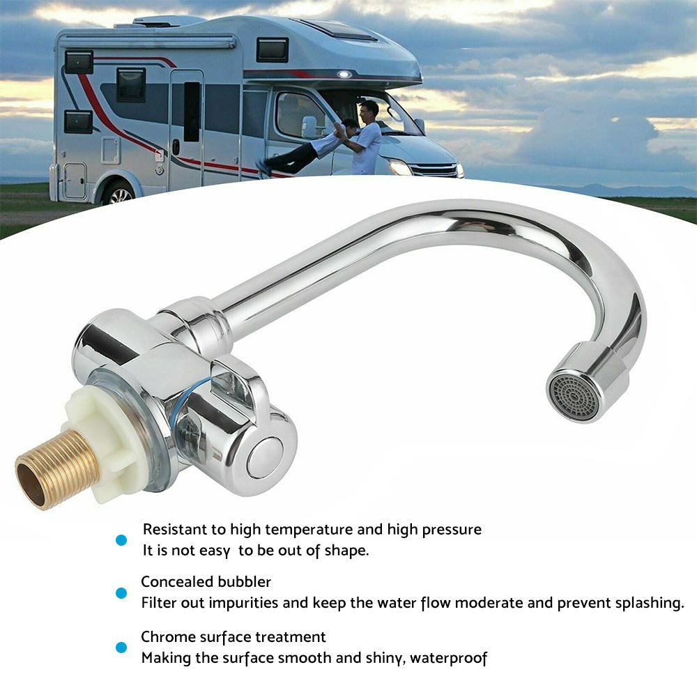 For RV Motorhome Faucet Single Cold Water Tap 360 Degree Rotation 1 or 2in Mounting.