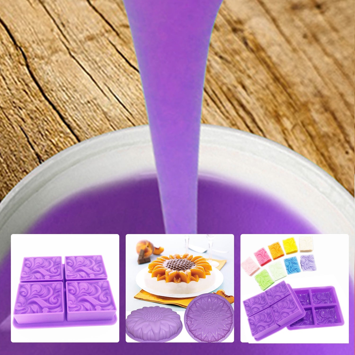 SH25 Liquid Silicone Rubber Mould Making Kit 100:3 Mix - 1Kg 5Kg 10Kg Purple.