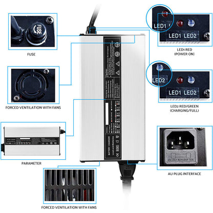 48V 6A Snap-Head 3-Pin Plug Battery Charger Suitable For EZ-GO TXT & Club Golf Cart