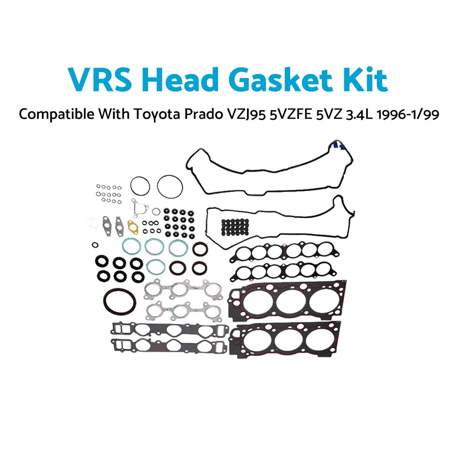 VRS Head Gasket Kit & Bolt Set Suitable For Toyota Prado VZJ90 5VZ-FE 3.4L 1996-1999.