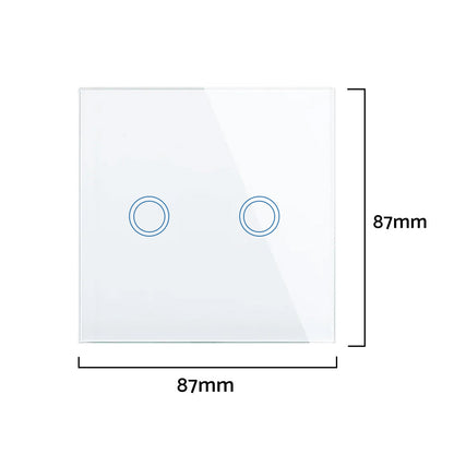 87x87mm LED Touch Wall Light Switch 2-Gang 1-Way Suitable for Home Office