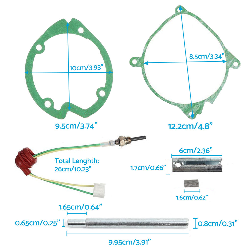 6x Car Air Diesel Gasket And Ceramic Glow Plug Kit Suitable For Chinese Diesel Heater 5KW