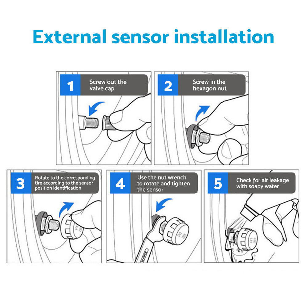 Tyre Pressure Monitoring System with 6 Wheel Sensors Suitable For Caravan, Truck, Trailer & Solar Vehicles