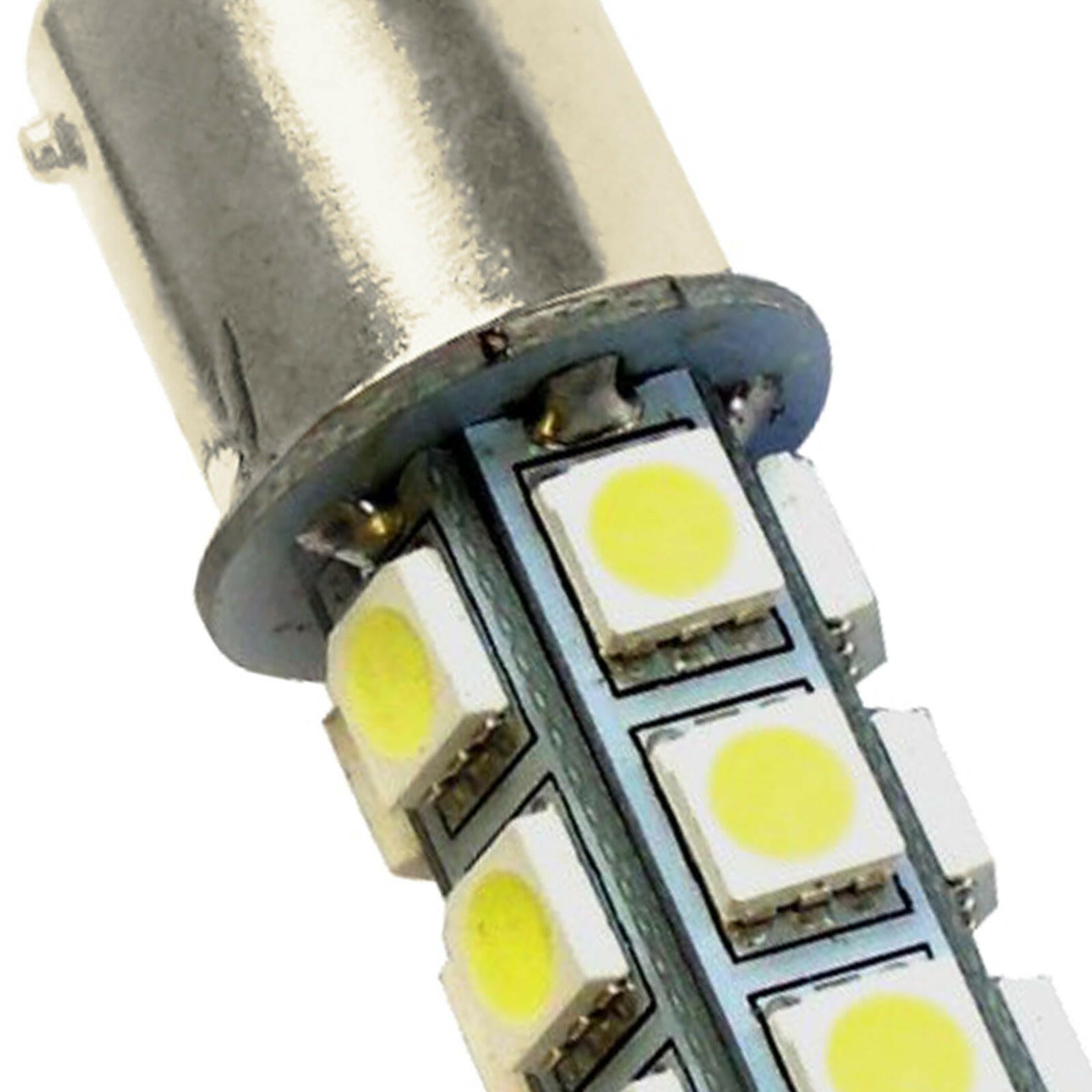 2x 12V BA15D LED 18 SMD Cool White Light Globes Suitable For Caravan Car.
