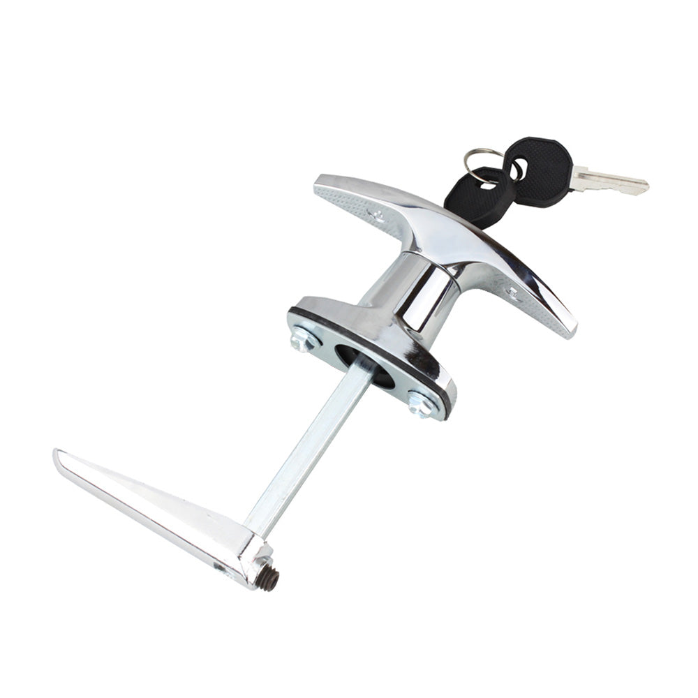 2 Set Chrome Rear Fixing T Handle Lock W or  Key For Trailer Caravan Canopy Toolbox.
