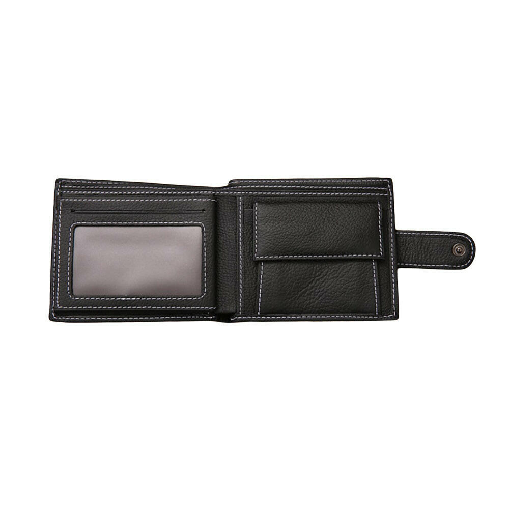 Men's Bi-Fold Wallet Black With Top Layer Cowhide Leather, Card Slots & Coin Pocket.