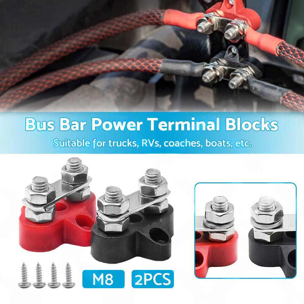 Bus Bar Terminal Blocks Heavy Duty M8+M8 Positive Power Distribution Studs.