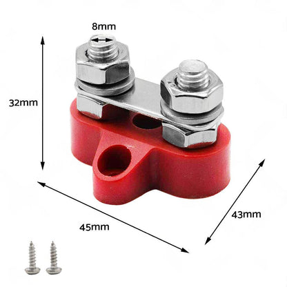 Bus Bar Terminal Blocks Heavy Duty M8+M8 Positive Power Distribution Studs.