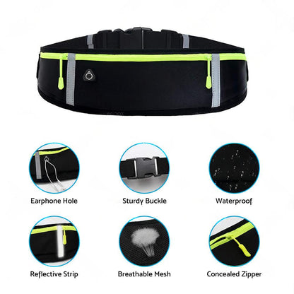Waterproof Running Hiking Sport Bum Bag Travel Money Phone Belt Waist Zip Pouch.