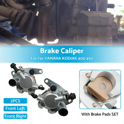 Front LeftRight BRAKE CALIPER with Brake Pads Set Fit For YAMAHA KODIAK 400 450.