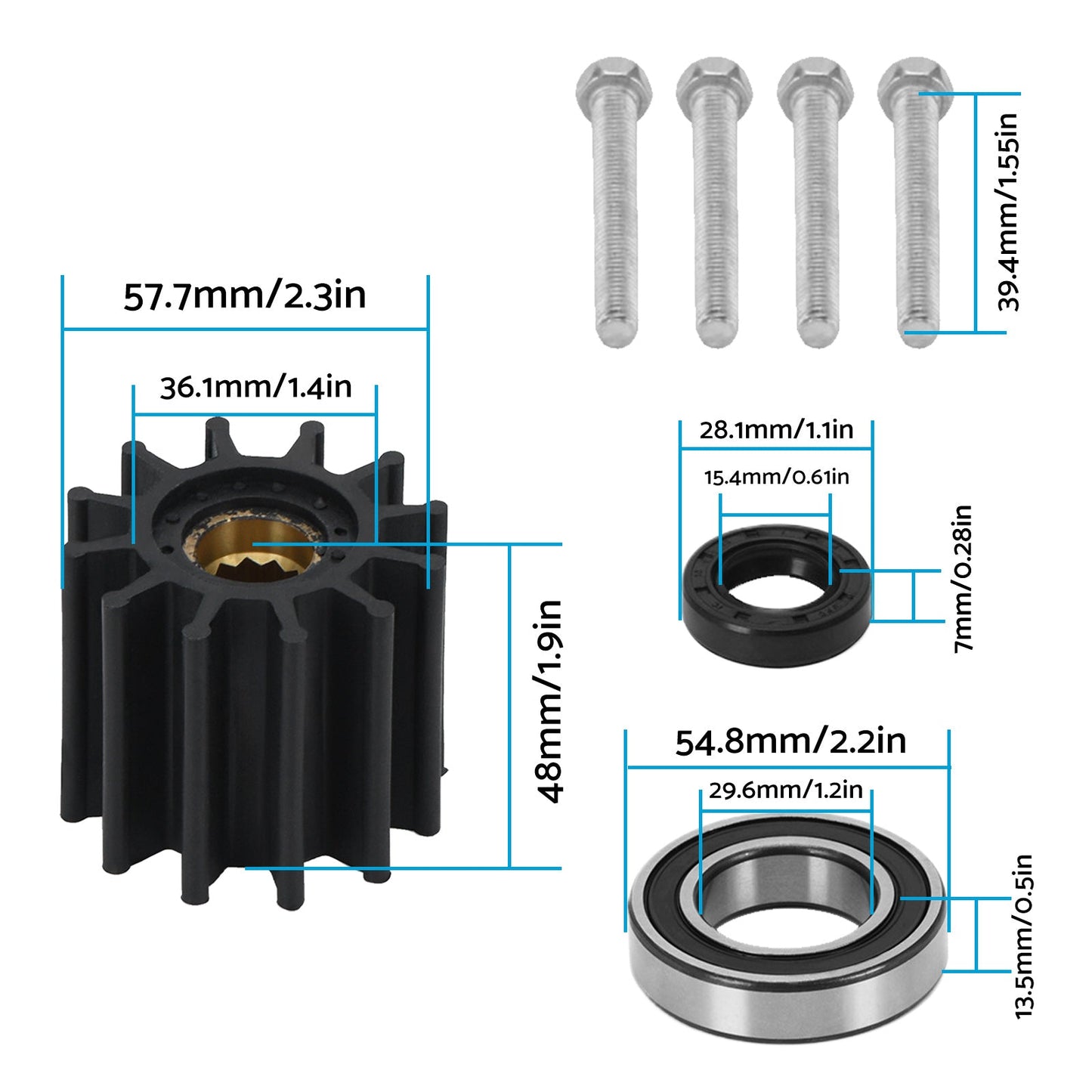 Impeller Seal Water Pump Rebuild Kit Suitable for Many Volvo Penta 3.0 4.3 5.0.