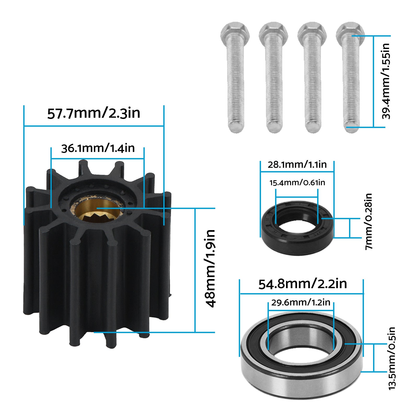 Pump Rebuild Kit With Raw Water Impeller Suitable For Volvo Penta 21212799.
