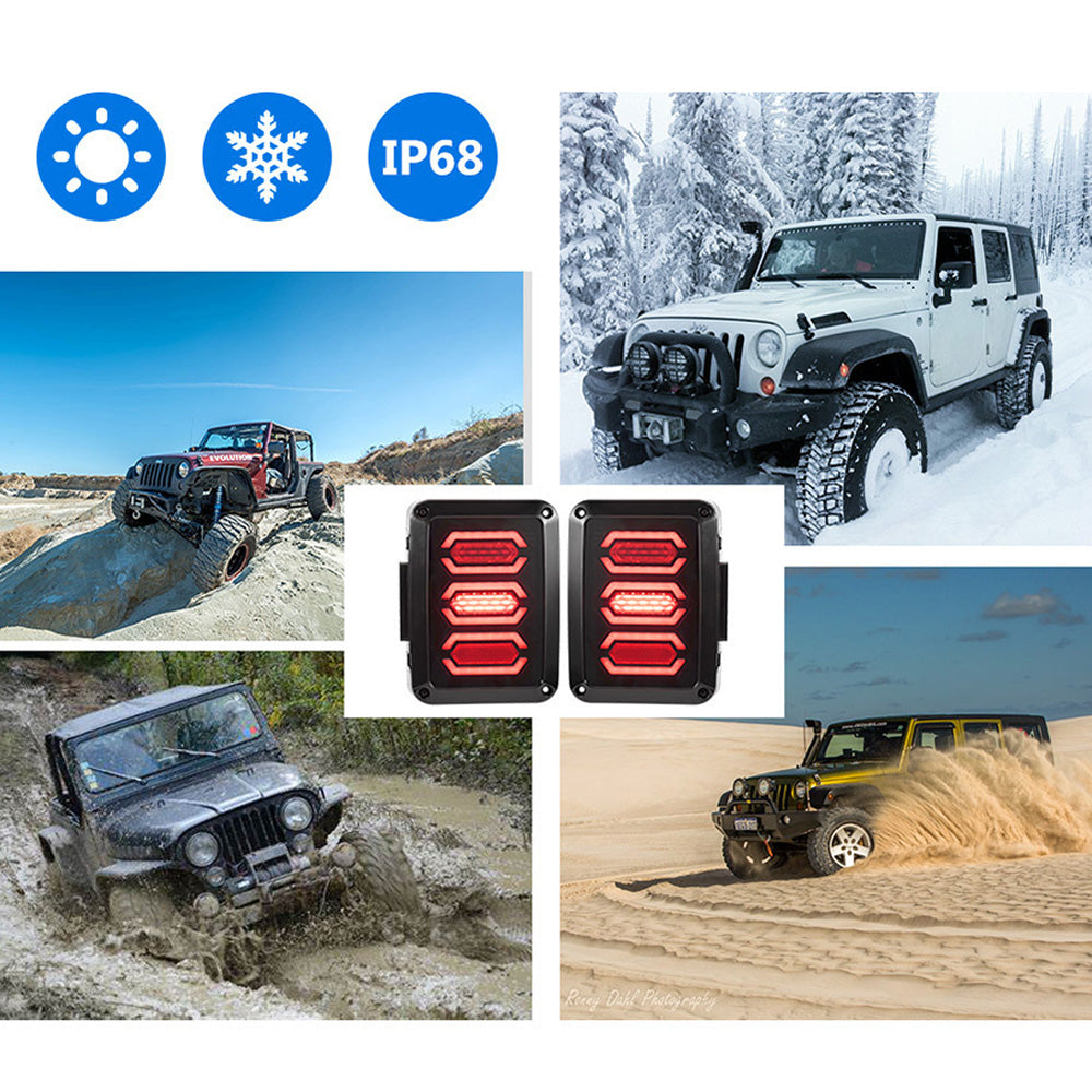 Smoked LED Tail Lights Rear Lamp Suitable For Jeep Wrangler JK 2007-2017