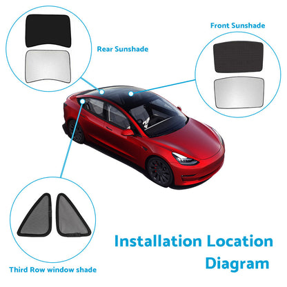Front & Rear Sunroof Sun Shades Roof Protection Film Suitable For Tesla Model 3 2017-2021.