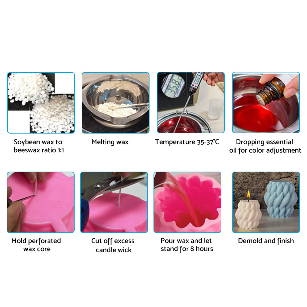 2PCS Candle Mold 3D Silicone Resin Candle Mould Epoxy Casting Mould DIY Craft.