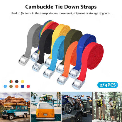 2/4pcs Metal Buckle Cam Tie Down Strap Heavy Lugga Cargo Ratchet Lashing Rope 2M.