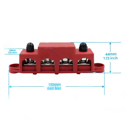 2PCS M10 4 Post 250A DC 48V Studs Bus Bar Power Distribution Box Terminal Block.