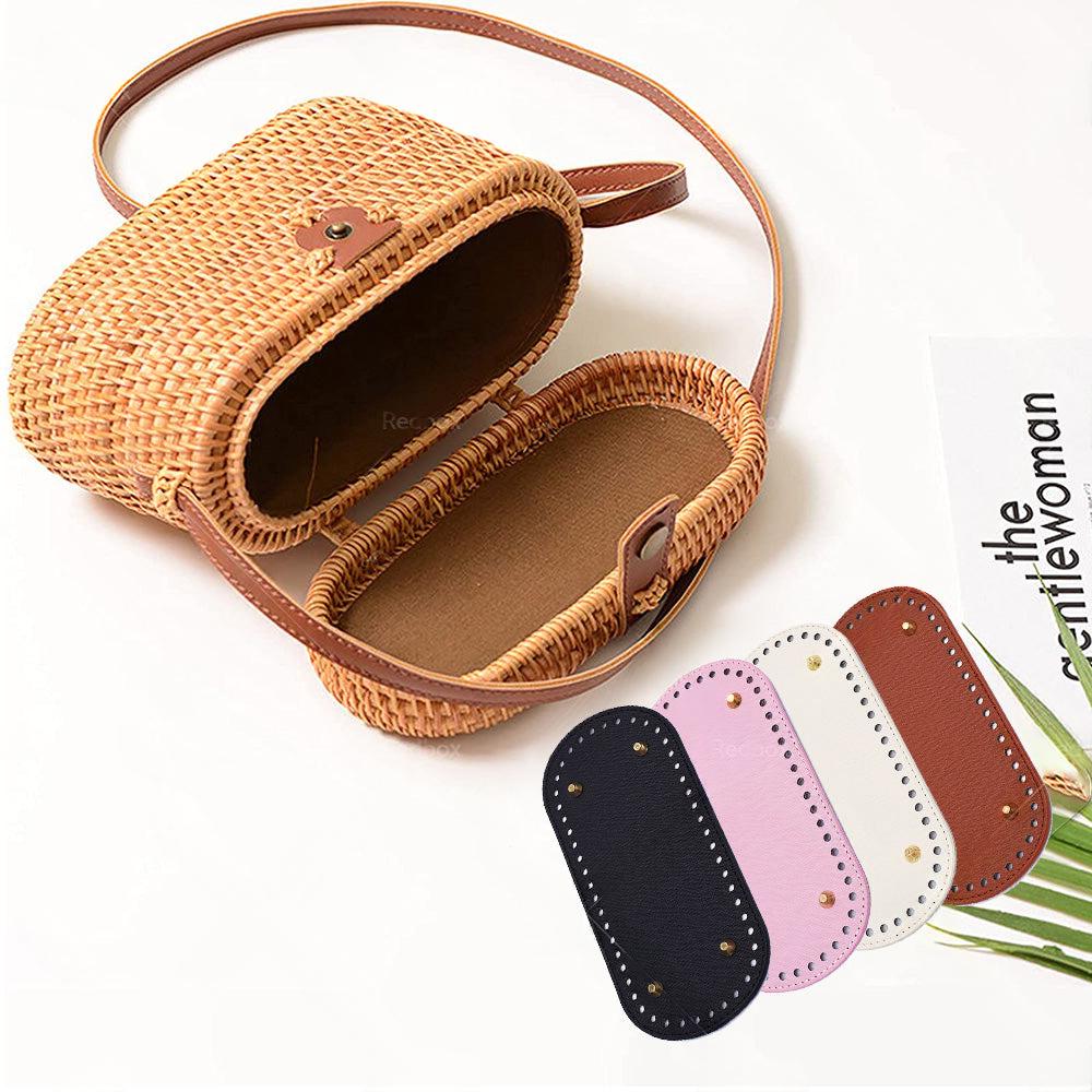 8PCS PU Leather Shaper Base Pad DIY Crochet Bag Bottom Oval Knitting Accessories.