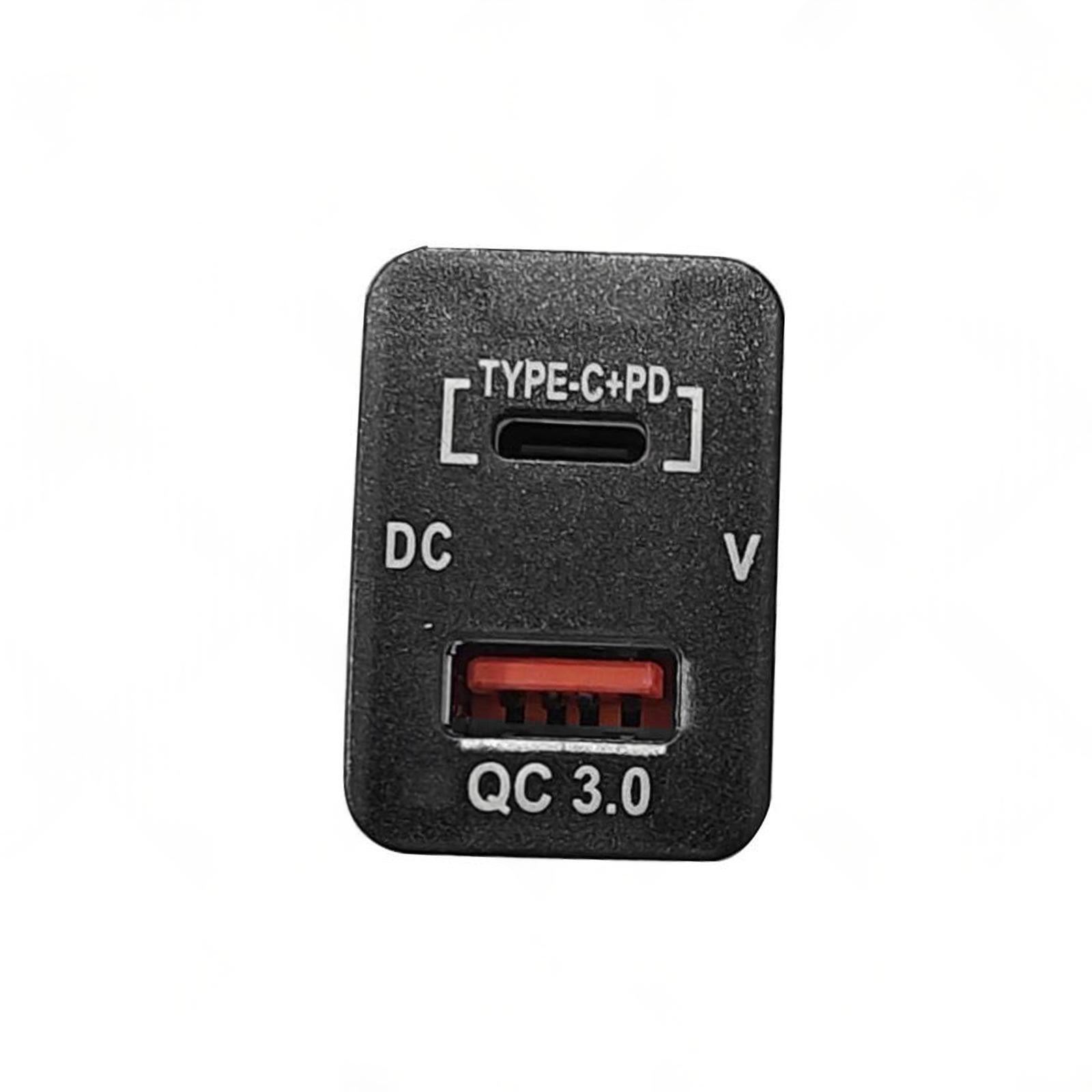 TYPE C  VOLT  QC 3. 0 USB CHARGER Suitable for Toyota Hilux Prado BLUE LED 12v.
