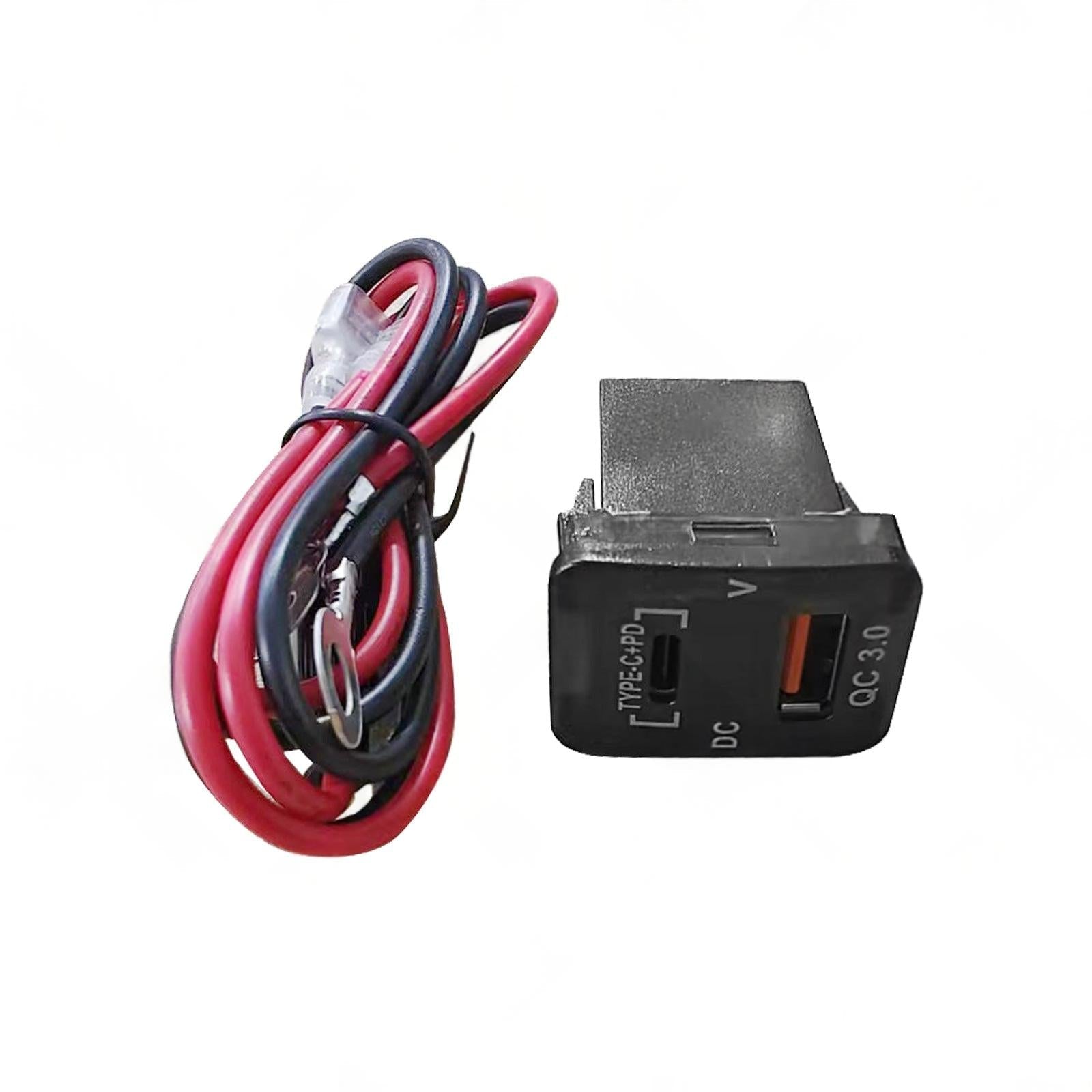 TYPE C  VOLT  QC 3. 0 USB CHARGER Suitable for Toyota Hilux Prado BLUE LED 12v.