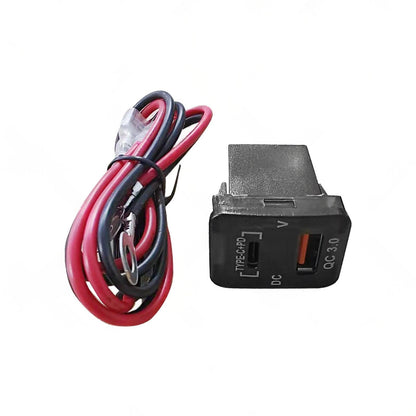 TYPE C  VOLT  QC 3. 0 USB CHARGER Suitable for Toyota Hilux Prado BLUE LED 12v.