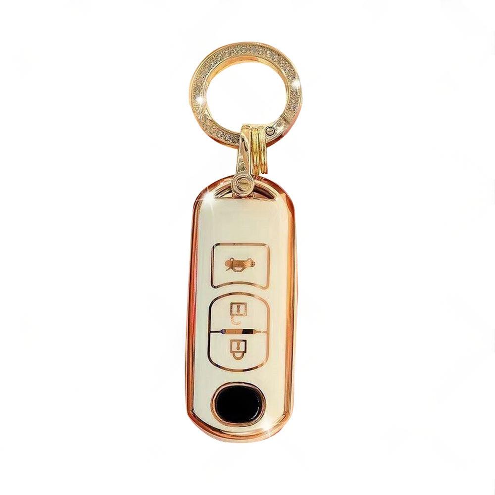 Beige TPU Car Remote Key Fob Case Cover Fits For Mazda 2 3 5 6 CX-3 CX-5 CX-7.