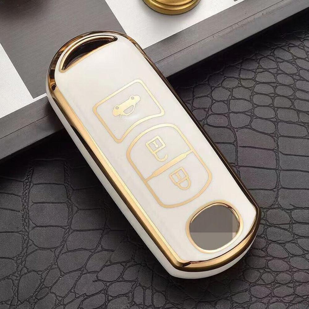 Beige TPU Car Remote Key Fob Case Cover Fits For Mazda 2 3 5 6 CX-3 CX-5 CX-7.