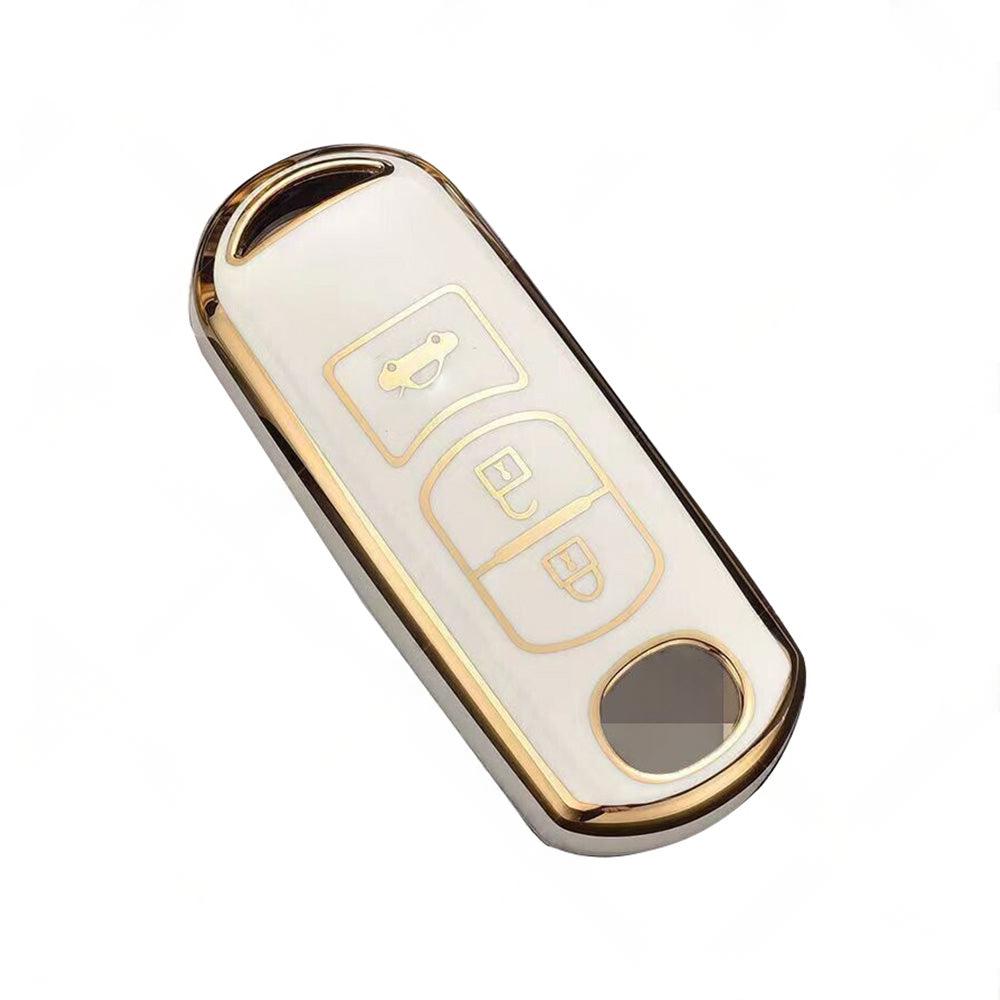 Beige TPU Car Remote Key Fob Case Cover Fits For Mazda 2 3 5 6 CX-3 CX-5 CX-7.