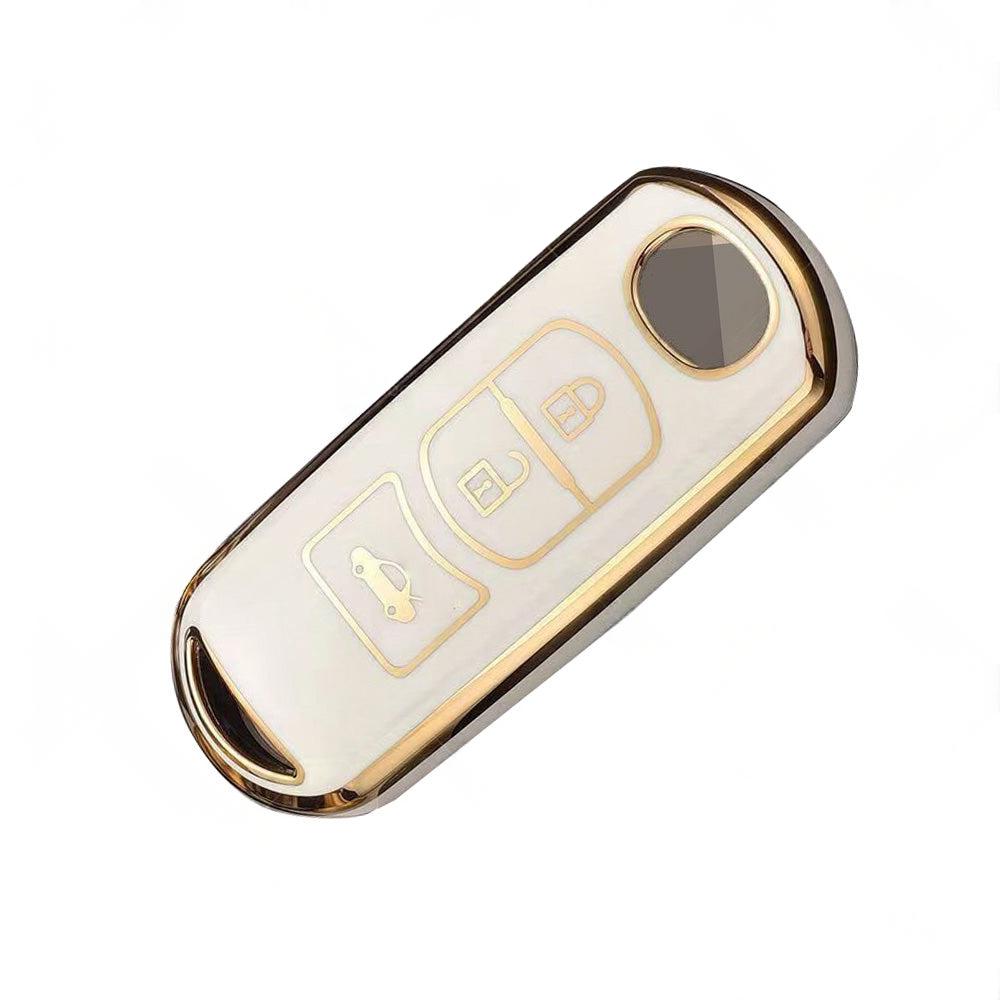 Beige TPU Car Remote Key Fob Case Cover Fits For Mazda 2 3 5 6 CX-3 CX-5 CX-7.