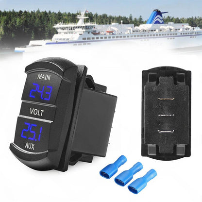 12V-24V Dual Voltmeter Battery Monitor LED Digital Car Boat Voltage Marine Gauge.