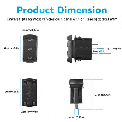 12V-24V Dual Voltmeter Battery Monitor LED Digital Car Boat Voltage Marine Gauge.