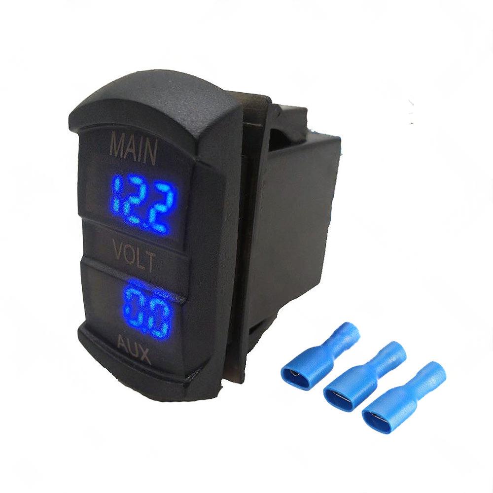 12V-24V Dual Voltmeter Battery Monitor LED Digital Car Boat Voltage Marine Gauge.