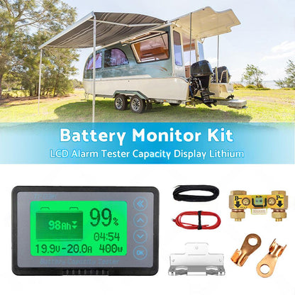 350A MAX 500A LCD Alarm Tester Capacity Display Lithium Battery Monitor Caravan.