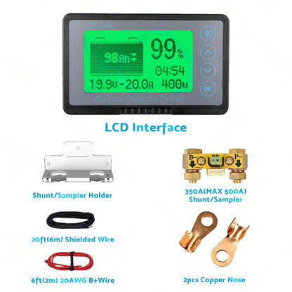 350A MAX 500A LCD Alarm Tester Capacity Display Lithium Battery Monitor Caravan.