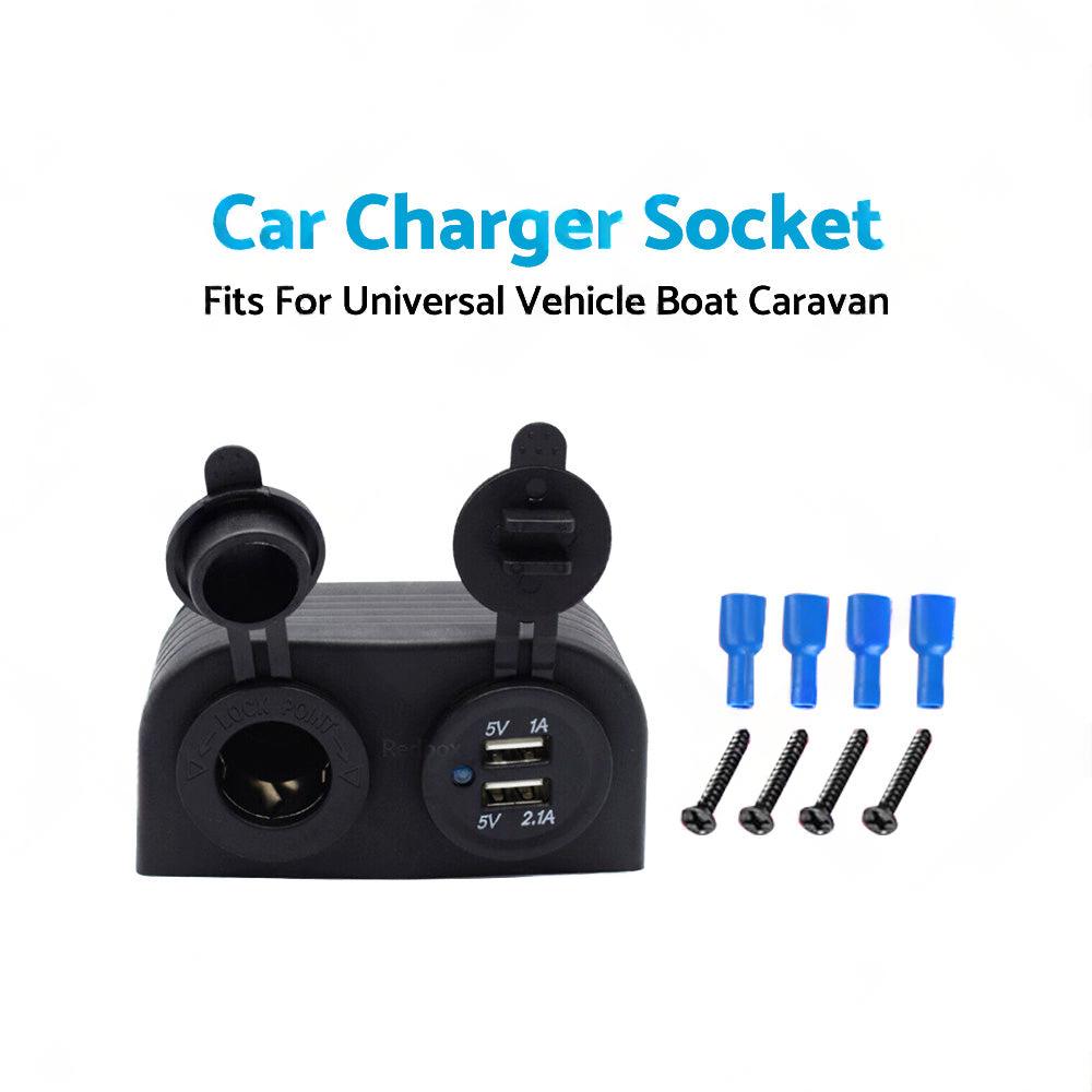 12V Dual USB Port Charger Socket Mount Panel Adapter Fits For Car Boat Caravan.