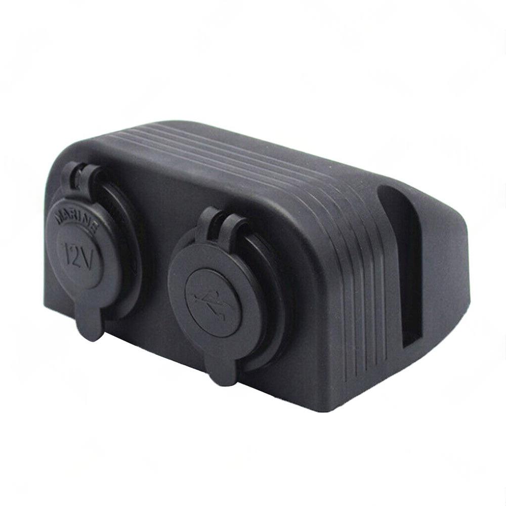 12V Dual USB Port Charger Socket Mount Panel Adapter Fits For Car Boat Caravan.