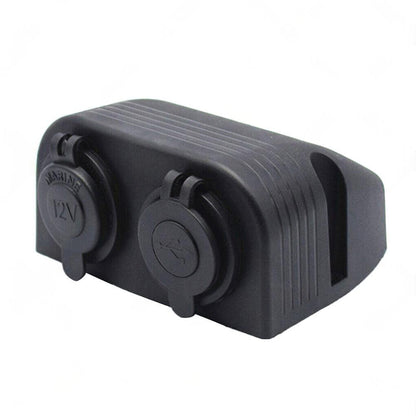 12V Dual USB Port Charger Socket Mount Panel Adapter Fits For Car Boat Caravan.