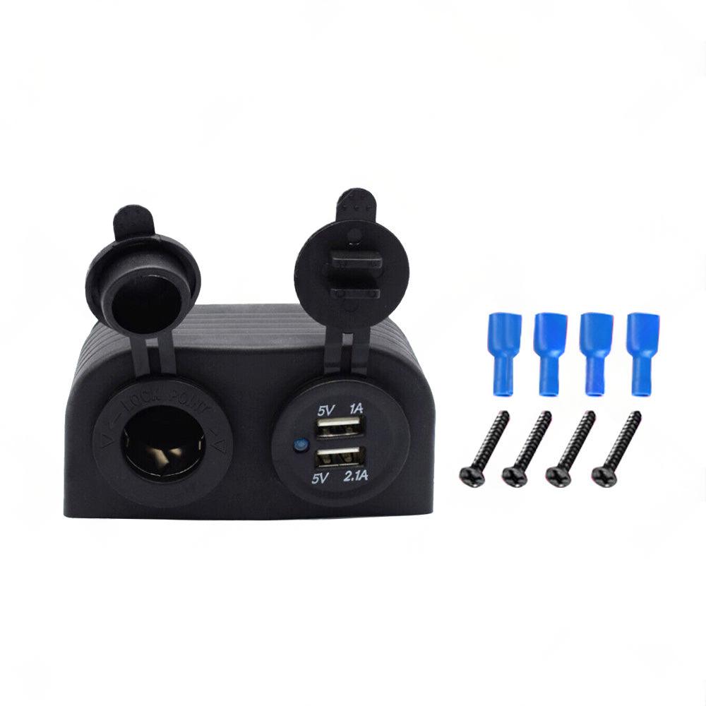 12V Dual USB Port Charger Socket Mount Panel Adapter Fits For Car Boat Caravan.